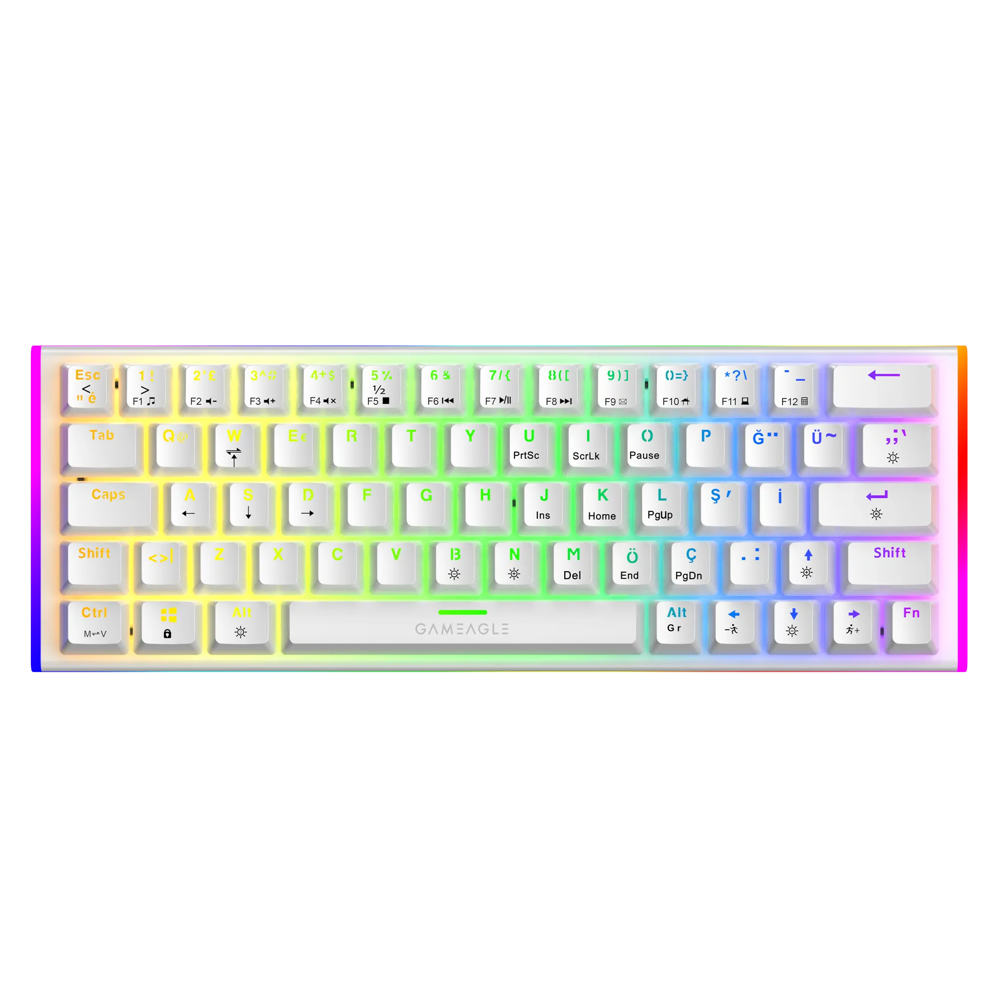 Caladria RGB Kablolu Full Anti-Ghosting Mekanik Oyuncu Klavyesi Beyaz thumbnail 2