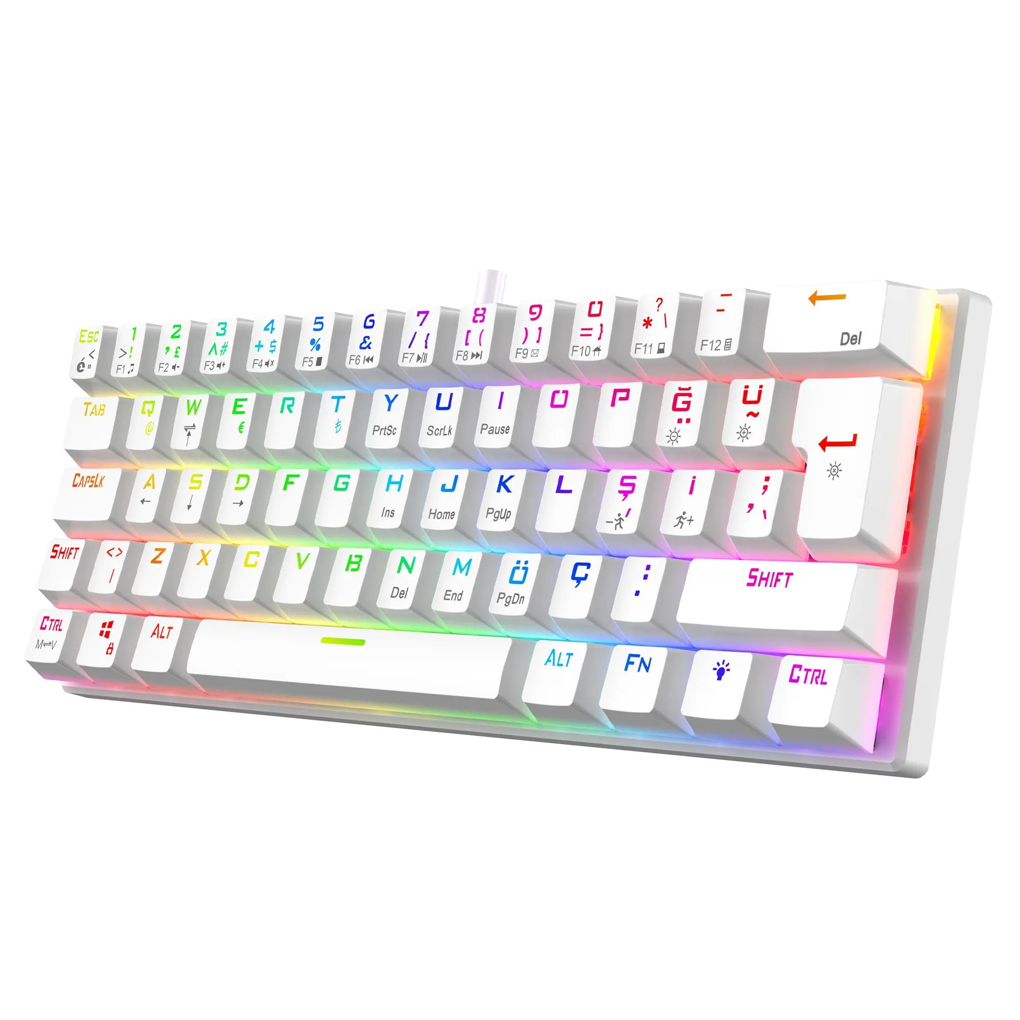 Helios RGB Kablolu Bilek Destekli Mekanik Oyuncu Klavyesi Beyaz thumbnail 2