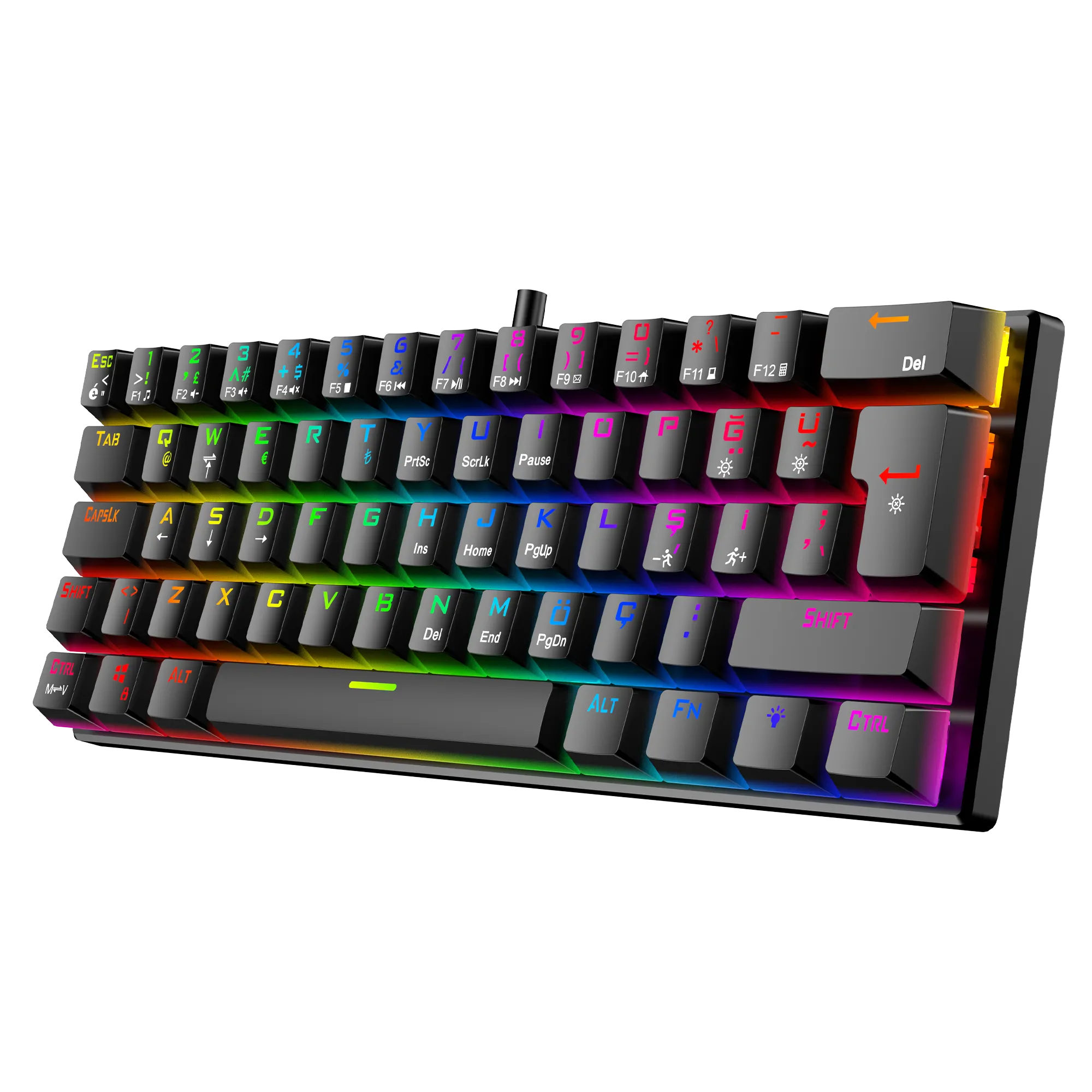 Helios RGB Kablolu Bilek Destekli Mekanik Oyuncu Klavyesi Siyah thumbnail 2