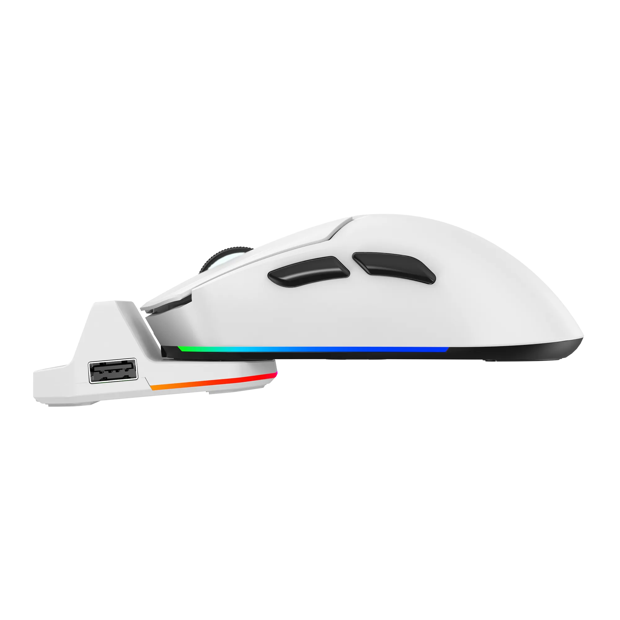 Tracker Pro RGB Kablosuz 69gr 1KHz 12000DPI Oyuncu Mouse Beyaz thumbnail 4